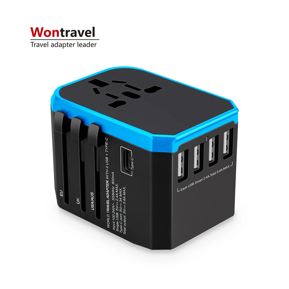 Newest technology Electrical Plug Socket USB  Travel Adapter Worldwide Charger Type-C port 4 USB universal Adaptor
