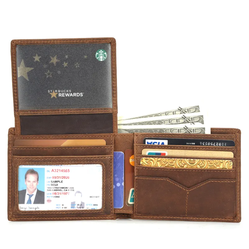 Carbon Fiber Card Holder Wallets Men Brand Rfid Trifold Leather Slim Mini Wallet Small Money Bag Male Purses Pop Up Wallet