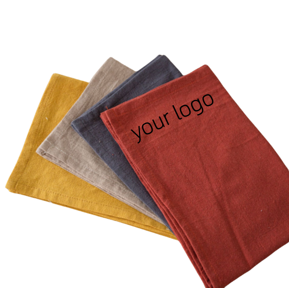 Reusable Organic Cotton Dinner Table Napkin Customized Logo Textile Cotton Cloth Napkins