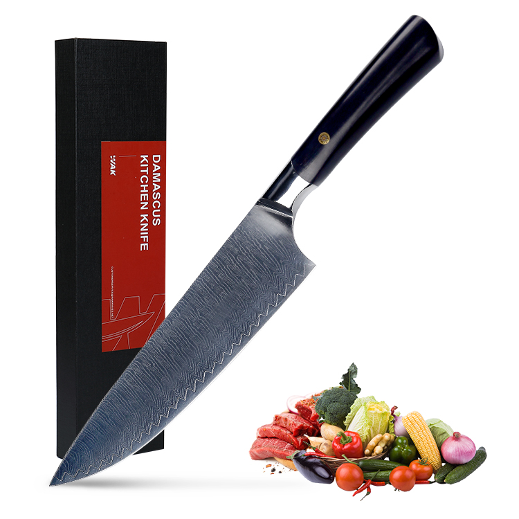 Профессиональные японские кухонные ножи Cuchillo Дамаск, 8,5 дюйма, 67 слоев, с деревянной ручкой