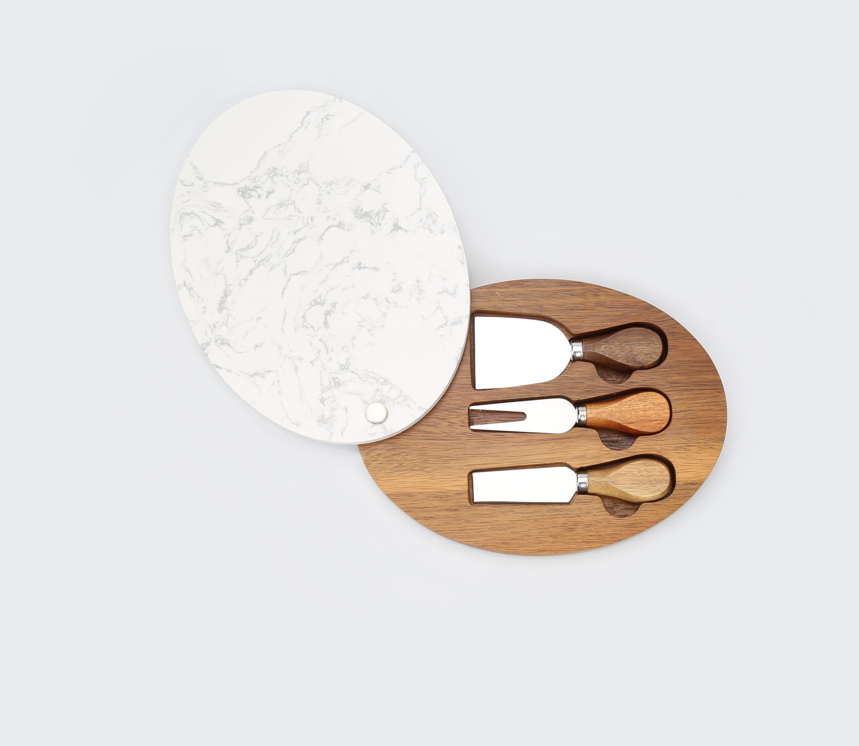 Factory Non-Stick Sustainable 3Pcs Artificial Marble Cheese Board And Knife Cheese Tool Set