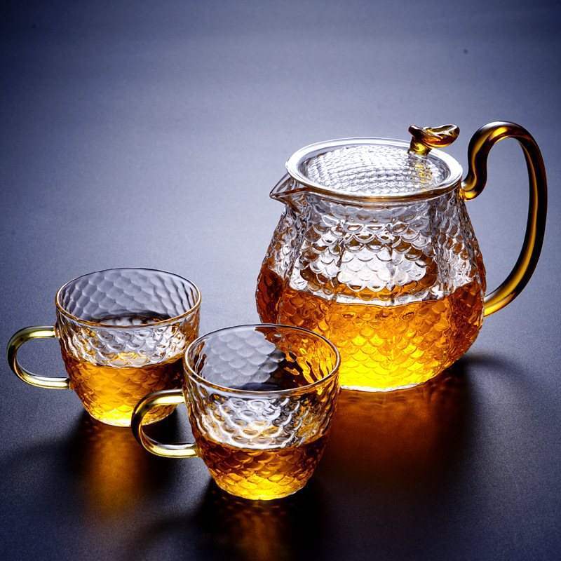 Hammered Retro Teapot Tea Set Household High Borosilicate Glass Dragon Incense Pot Teapot Cup Set