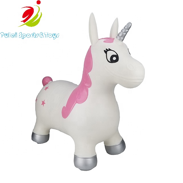 Children Ride on Toys for Older Kids Plastic Jumping Animal Inflatable PVC Bouncy Unicorn Hopper Withe Color 1350g