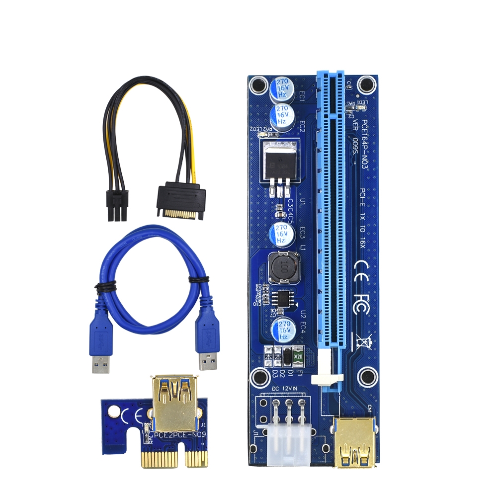 2021 Новые 1x до 16x PCI Экспресс райзеры v009s PCI-E 6-контактный золотой адаптер райзерная карта для графического процессора биткоина ETH Майнер машина для майнинга