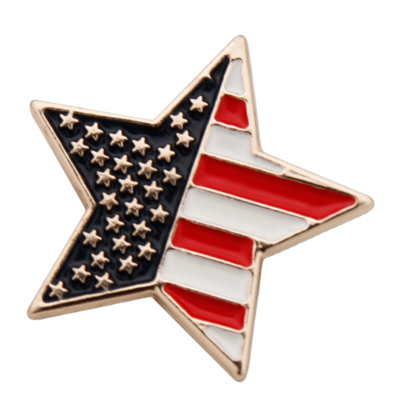 Factory direct sales custom Soft Enamel lapel pins silver color America USA star shape flag badges