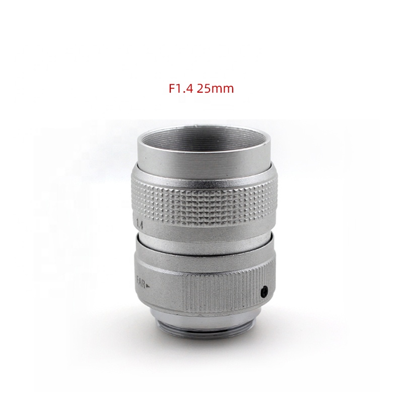 Silver 25mm Varifocal Machine Vision Lens F1.4 C Mount Accessories Parts Lenses Security CCTV Camera Lens