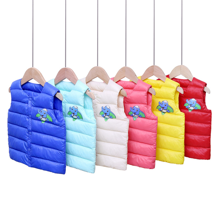 Autumn and winter new children's cartoon on both sides wear down cotton vest infant warm cotton liner