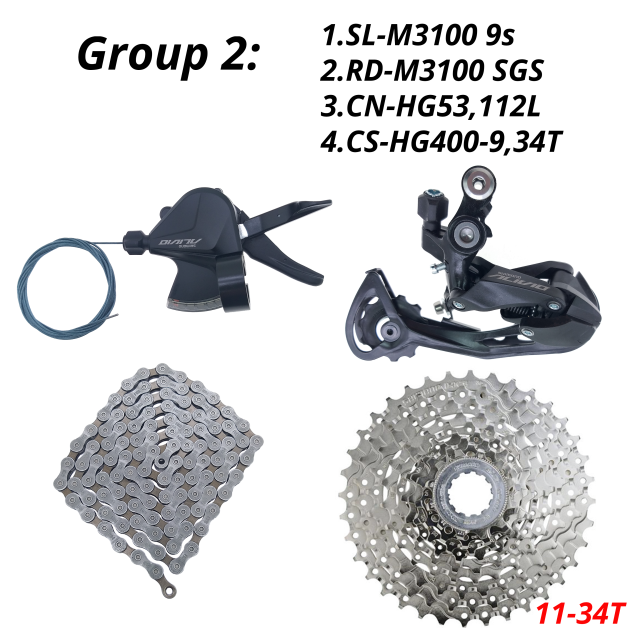 SHIMANO Alivio M3100 группа оптической вилкой 1х9, скорость 9 s SL-M3100 прямо перемещения рычага переключения передач для RD-M3100 9v задний переключатель CN HG53 CS HG400-9 32T 34T