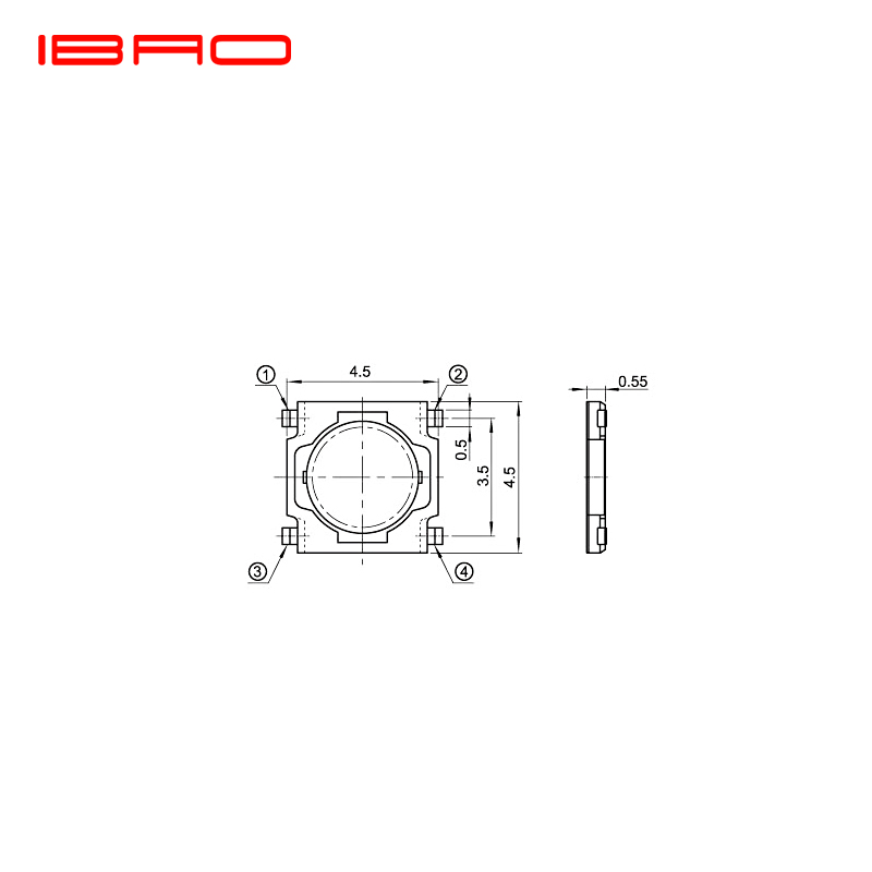 IBAO4.5 * 4,5 серия 4,5*4,5 низкопрофильный SMT тактовый переключатель TVCM09