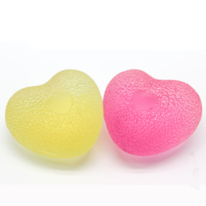Hot Selling Female Women Pink Yellow Heart Shaped Hand Therapy Ball Hand Grip Strength Trainer Stress Tool