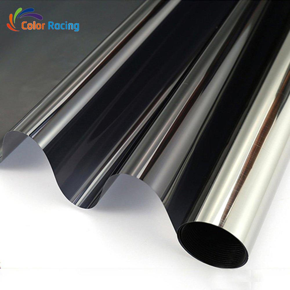 Best price reflective window tinting film black silver mirror one way vision car foil titanium window tint solar film with 2ply