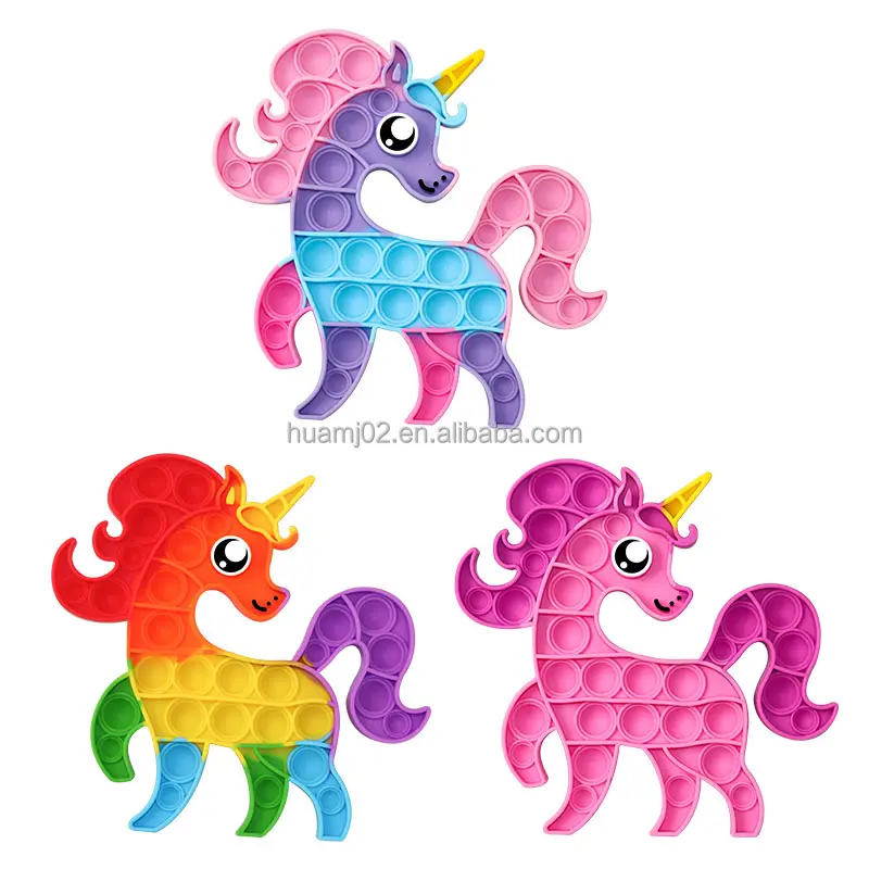 HuaMJ Most Popular De Unicorni Popper Toy Tiny Mini Unicorn Sensory Bubble Push Pops Horse Fidget Toy Rare Figet Toys