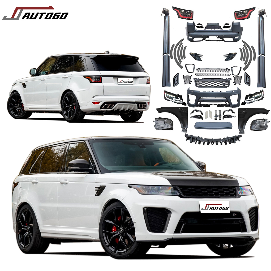 Высококачественные обвесы для Land Rover Range Rover Sport 2014-2017, изменение на спортивный 2020 SVR стиль передний + задний бампер в сборе