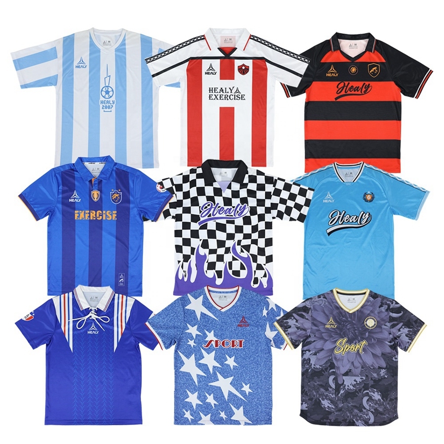 Sublimation Sports Wear Uniform Vintage Classic Retro Football Shirts Custom Retro Soccer Jersey V Neck Football T-shirt Men