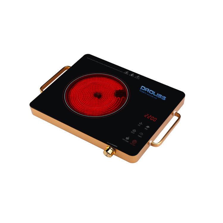 PROLISS Black Micro crystal plate BBQ goldenStainless Steel body with Handle digital Infrared electric ceramic Cooker