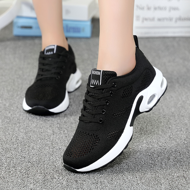 Fashion Air Cushion Flying Woven Mesh Sneakers Casual Sport Shoes Women for Running Hiking