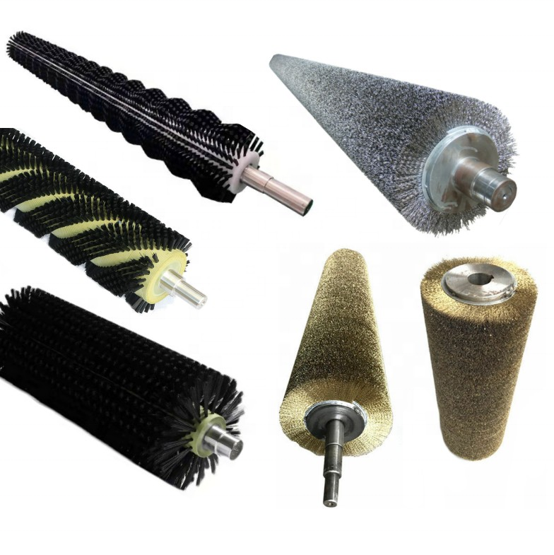 Customized Assemble Industrial Double Stainless Steel Belt Spiral Roller Brush with Shaft