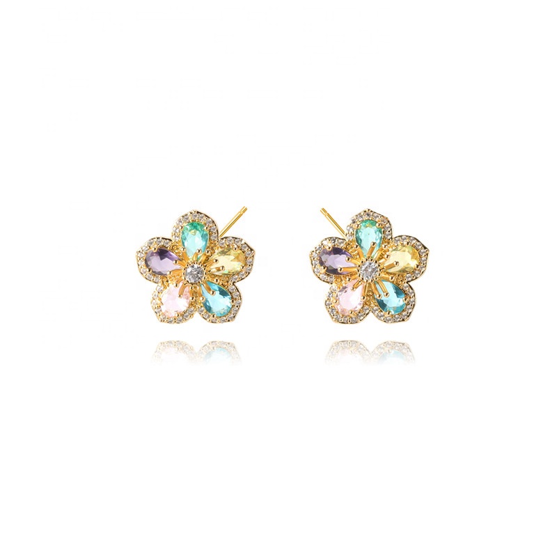 Cute Flower Stud Earrings For Women Lovely Statement Earring Bijoux Girl Flower Stud Earrings