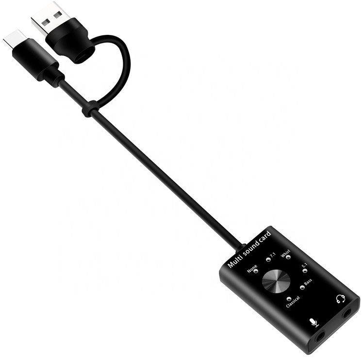 Внешний мини-микрофон разъем для наушников Usb Тип C 2 в 1 звуковая карта