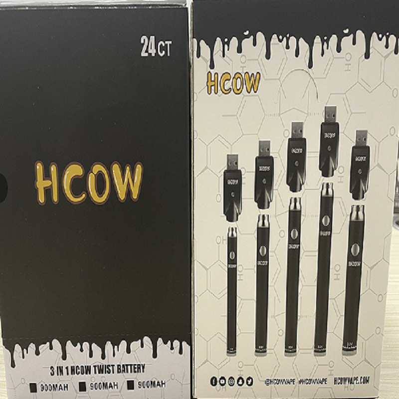 HCOW battery ooz wholesale 320mAh slim pen twist battery with smart USB charger for CBD vaporizer