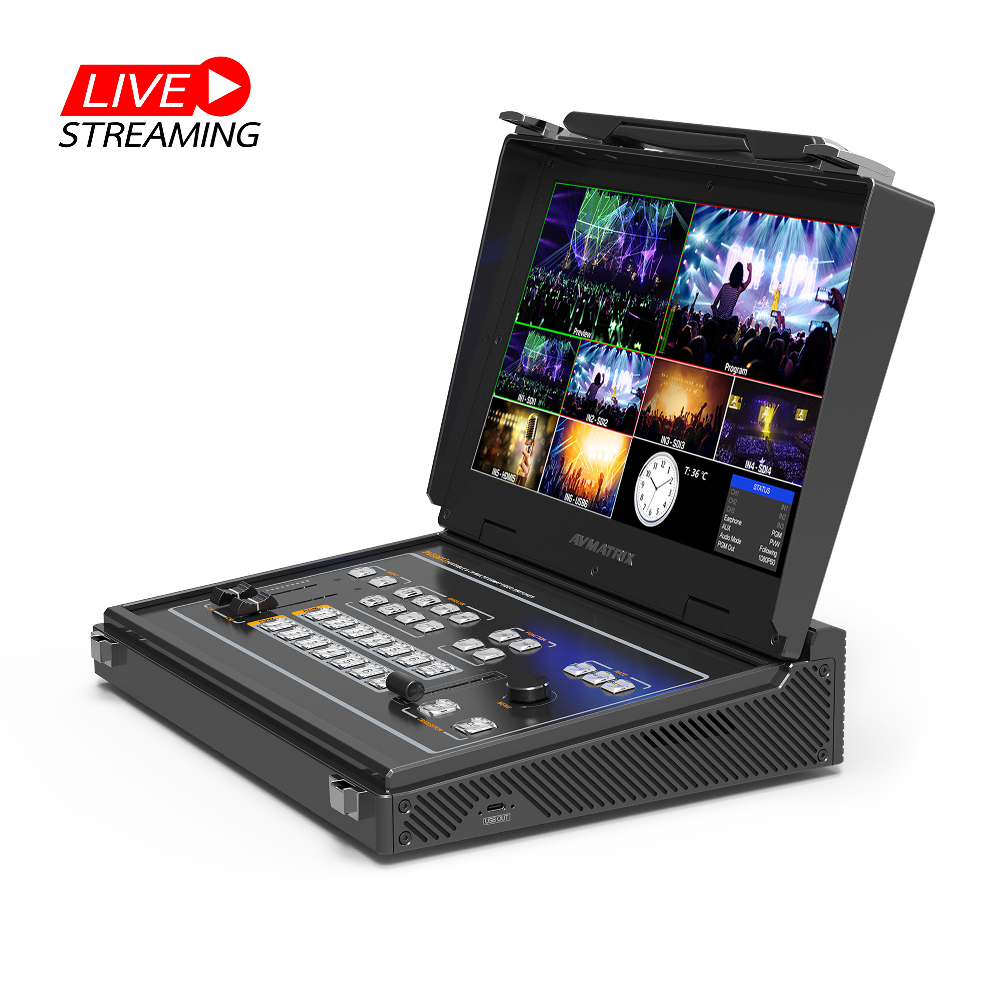 Лидер продаж, многоформатный коммутатор Livestream AVMATRIX 6CH SDI/HDMI с экраном 13,3 дюйма