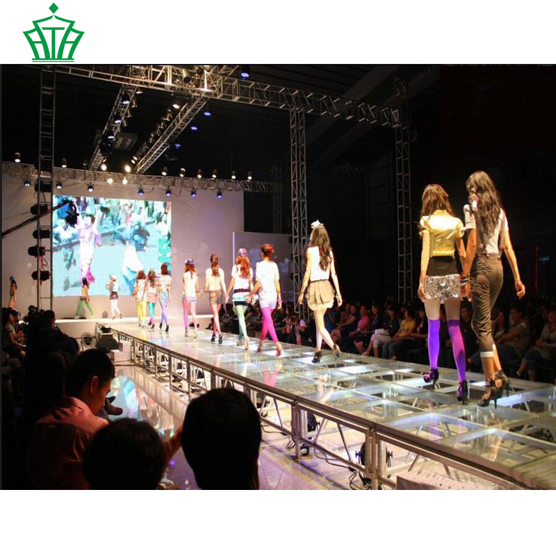 1.22x1.22M Mobile Aluminum Frame Plexiglass Stage Glass Stage For Fashion Show