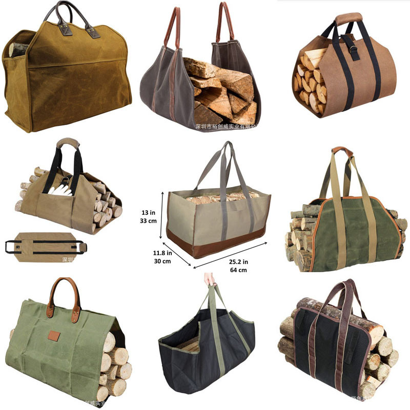 Wood Carrier for Firewood with Handles Canvas Firewood Sling Premium Quality Foldable Heavy Log Tote