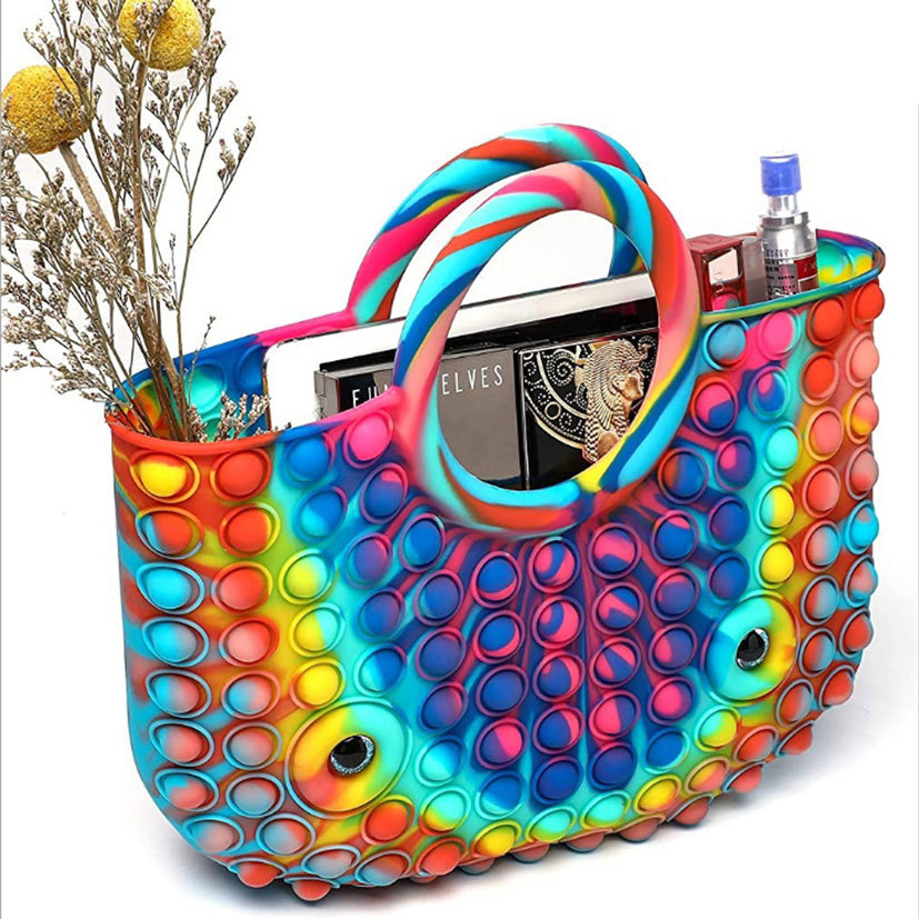 Hecion 2021 New 35x30cm reliever stress Decompression Handbags Push Bubble fidget toy sensory Tote Push Popper Bag