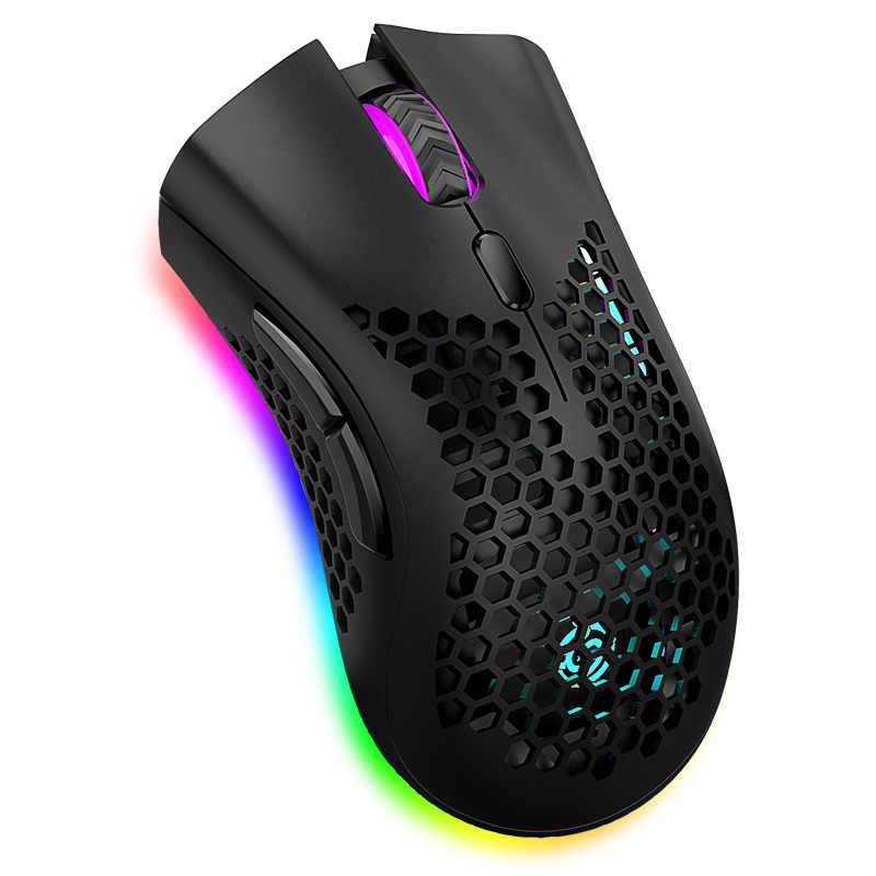 Беспроводная Ультралегкая игровая мышь с сотовым дизайном RGB
