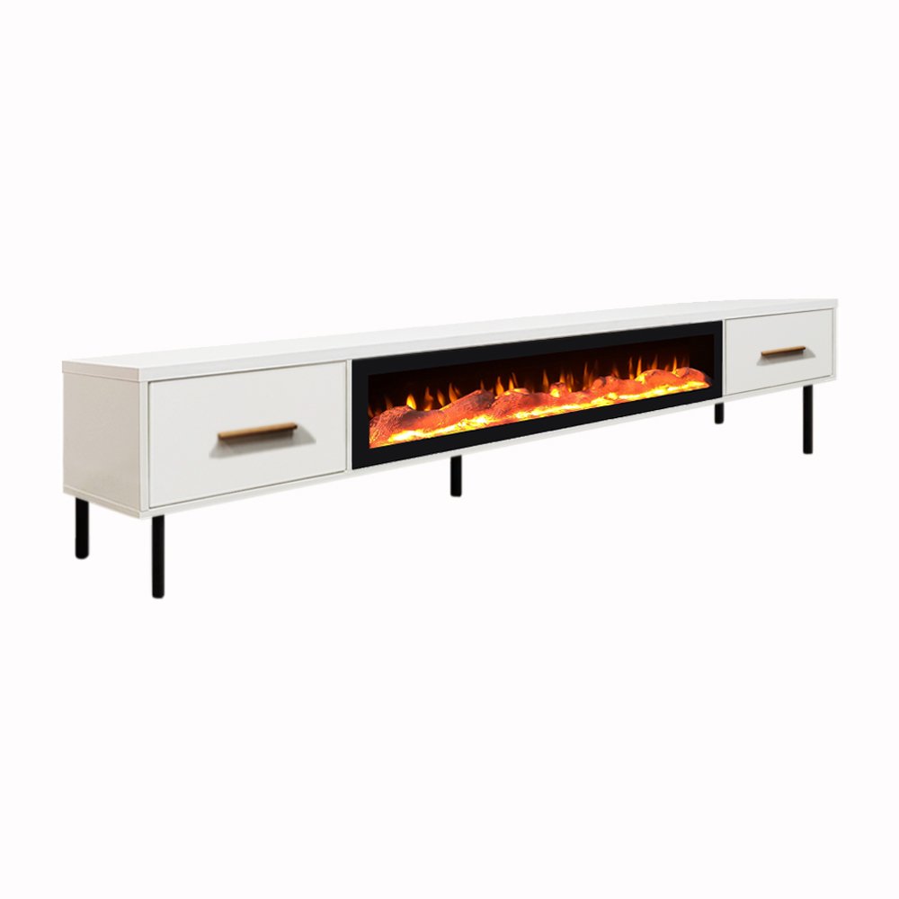 Electric Fireplace (With Mantel) tv Stand White Freestanding