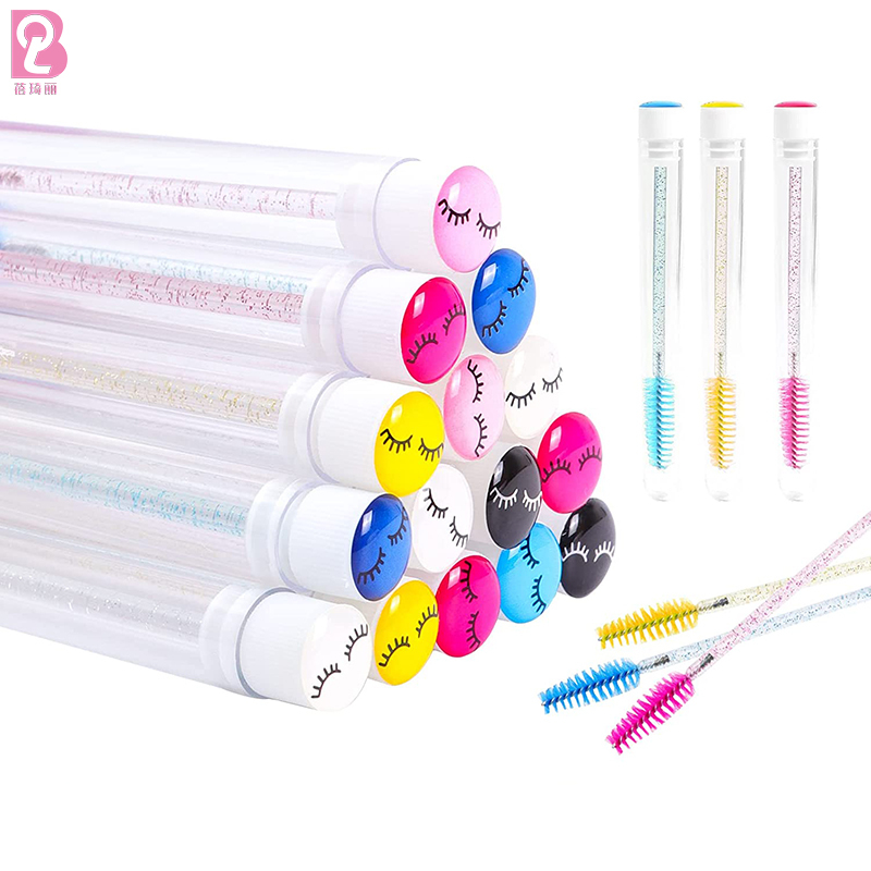 Beiqili Customized Eyelash Brush Tube Eyelash Wands Tubes Eyebrow Spoolies Brush Drill Bottom Dust-proof Cleaner Cilia Brush