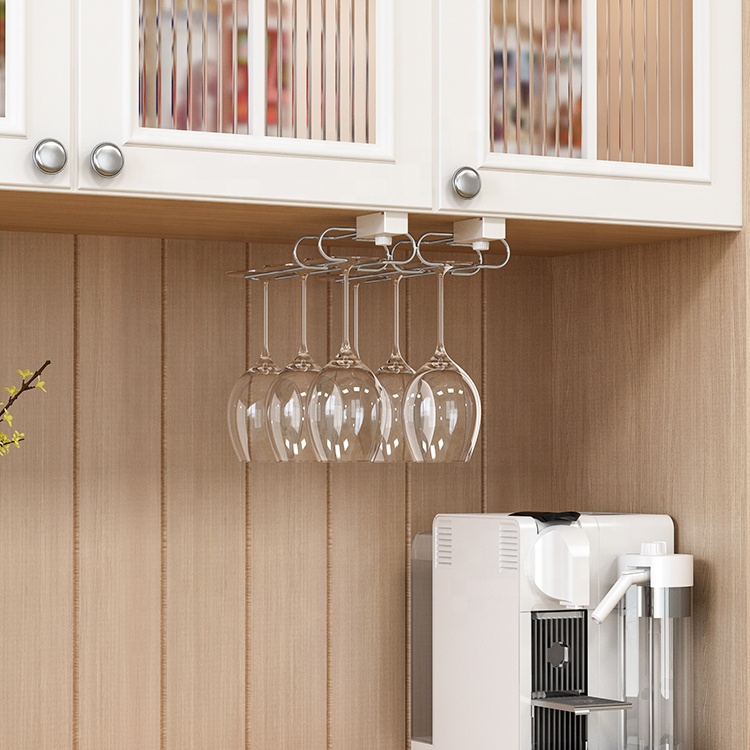 304 stainless steelUnder Cabinet Stemware Wine Glass Holder Rack 12 Glasses Storage Hanger Metal Organizer Rack for Bar Kitchen
