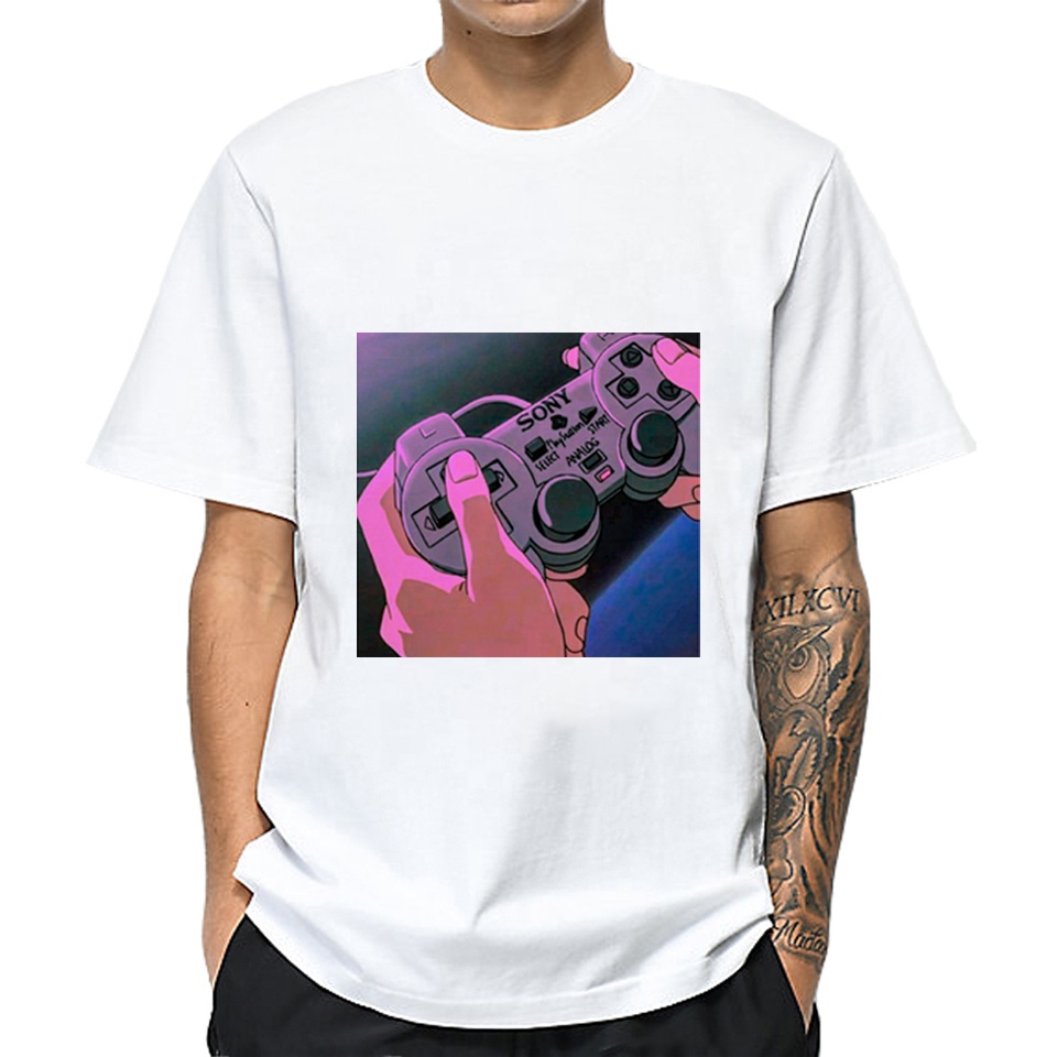 Оптовая продажа, футболка в стиле грустного аниме Vaporwave, футболка в японском стиле Otaku, мужские повседневные футболки, футболки из 100% хлопка с коротким рукавом