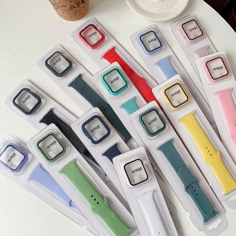 Женский силиконовый браслет под заказ, спортивный ремешок + чехол для Apple iWatch серии 4 5 6, ремешок 38, 40, 42, 44 мм