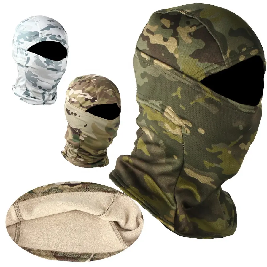 YAKEDA Winter custom logo black camouflage ocp tactical fashion ski thermal fleece one hole hood face balaclava mask