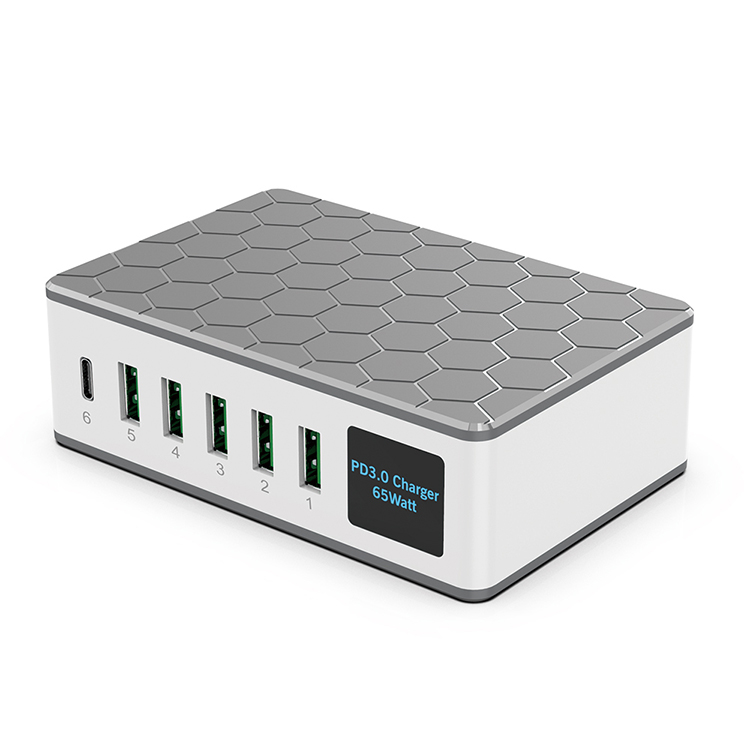 Поддержка OEM логотип 65W PD зарядное устройство Стенд несколько USB зарядное устройство станция для мобильного телефона зарядная станция с Умной IC