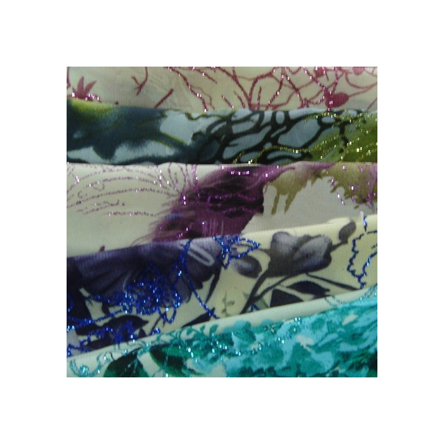 High quality textiles metallic anti static cheap print flower chiffon fabric