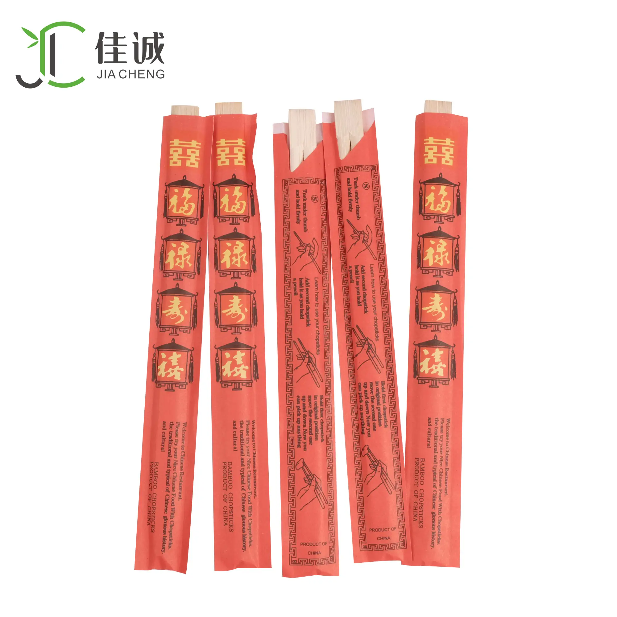 Custom Logo Disposable Full Wrap Paper Sleeve Pack Bamboo Twin Chopstick