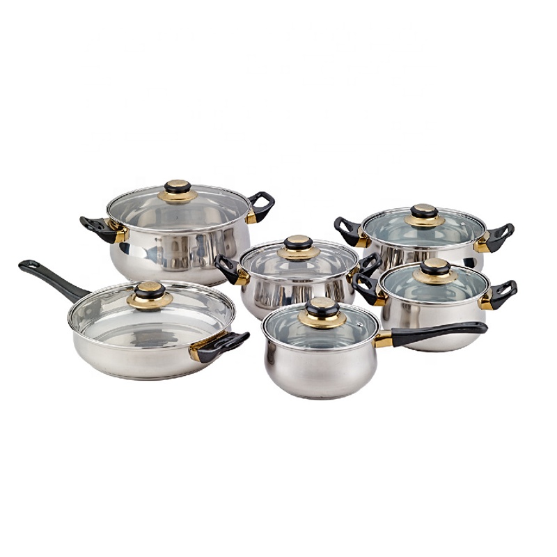 Cookware Set 12-Piece Kitchen Stainless Steel Cooking Pot & Pan Sets,Induction Safe,Saucepan,Casserole,pan with Glass lid