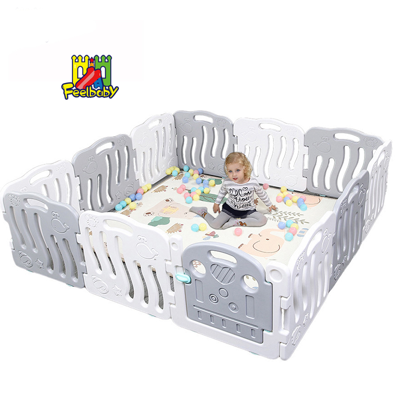 Feelbaby игровой Пластиковый садовый забор панели детский манеж и дети портативный большой ребенок играть двор и ребенка путешествия кроватка