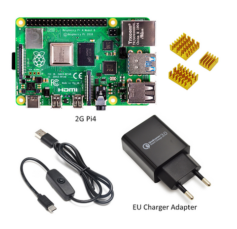 Raspberry Pi 4 Модель B Комплект Базовый стартовый комплект в наличии с переключателем питания линии type-c Интерфейс ЕС/США зарядное устройство адаптер и радиатор