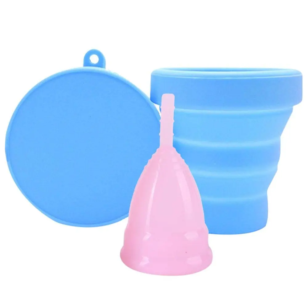 Foldable silicone Menstrual Cups Sterilizing Cup Set