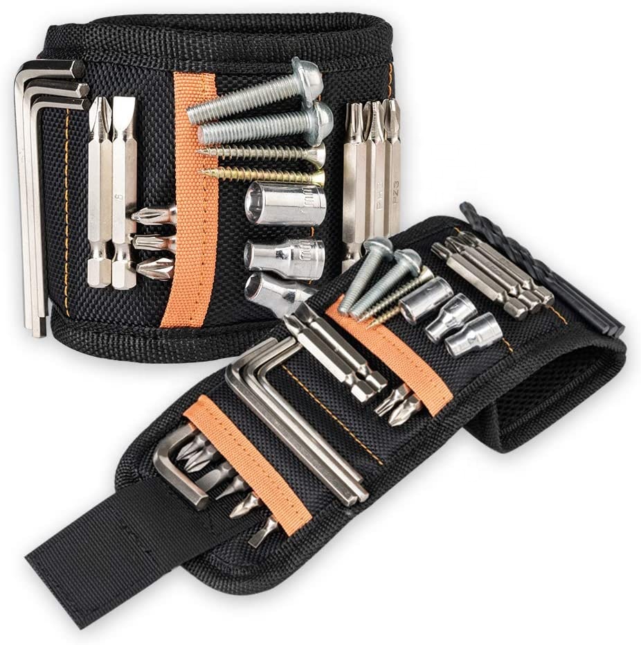 MAGNETIC WRISTBAND FOR HOLDING TOOLS WITH 2 POCKETS