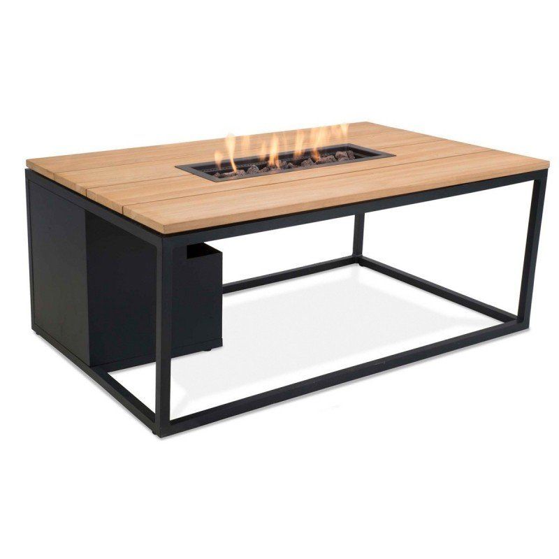 Leisure Style Aluminum Frame Teak Top Modern Garden Furniture Outdoor Gas Fire Pit