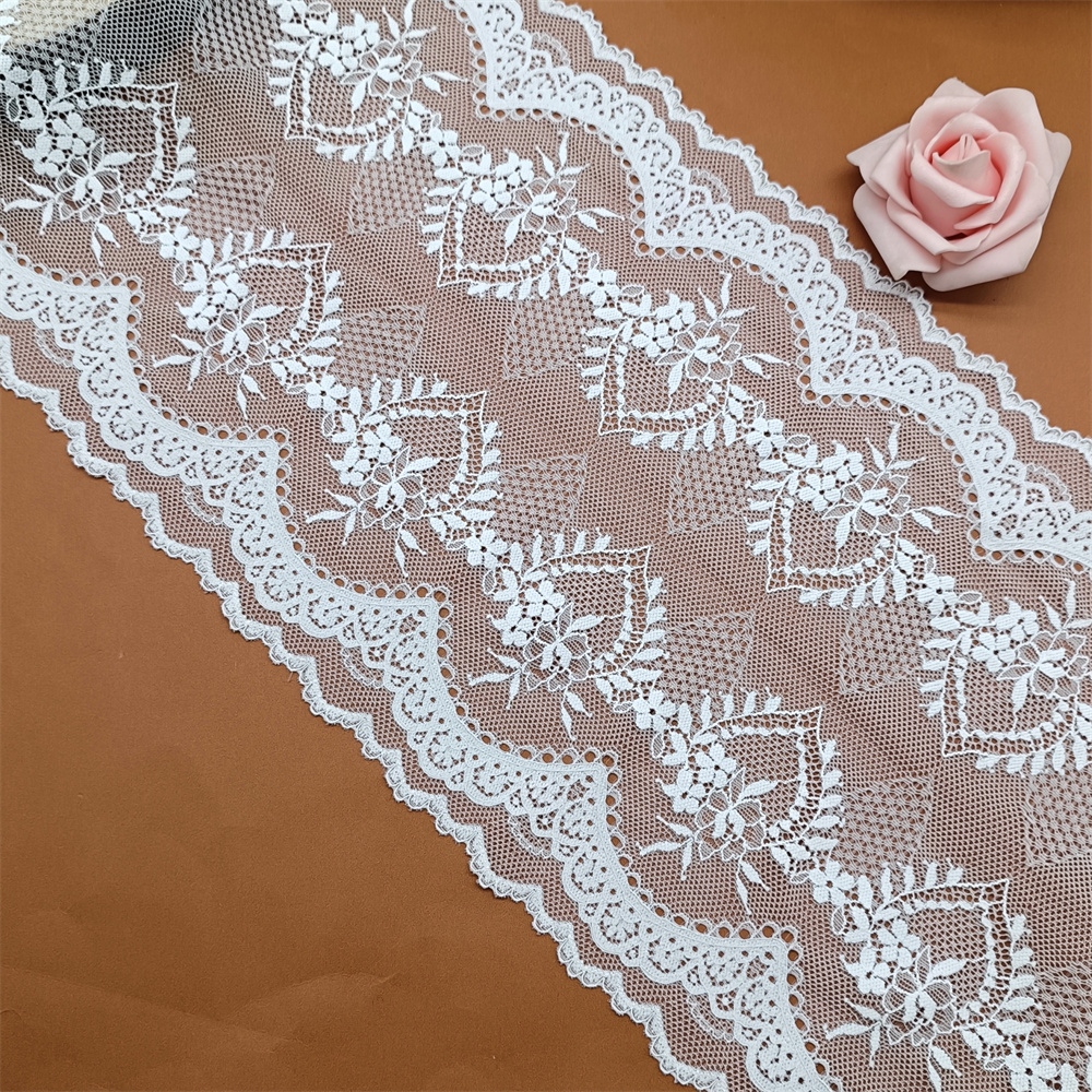 22CM Nylon Spandex Elastic Knitted Lace Trim Stretch Thin Lace Fabric for Clothes Lingerie Underwear Wedding Dresses Accessories
