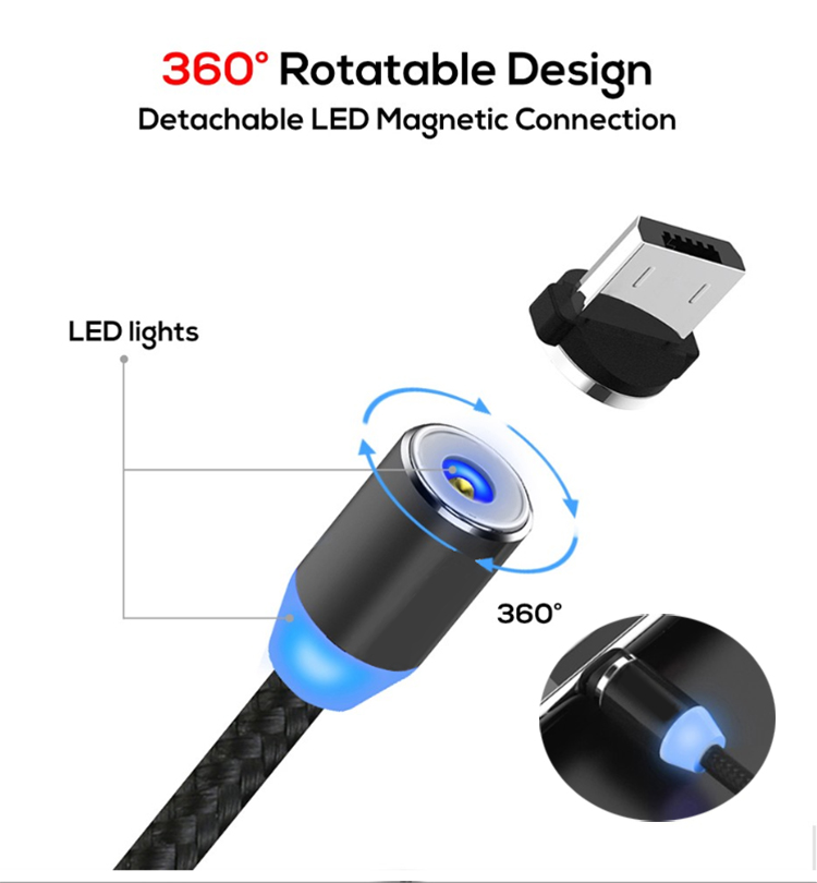 3 в 1 магнитное быстрое зарядное устройство Micro usb и кабель для передачи данных