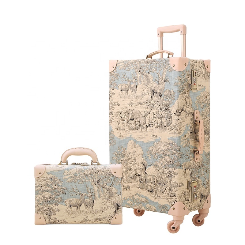 13in 20in 24in 26in Vintage Retro Luggage Classic Style Durable Quality Travel Trolley Vintage Luggage And Bag Sets