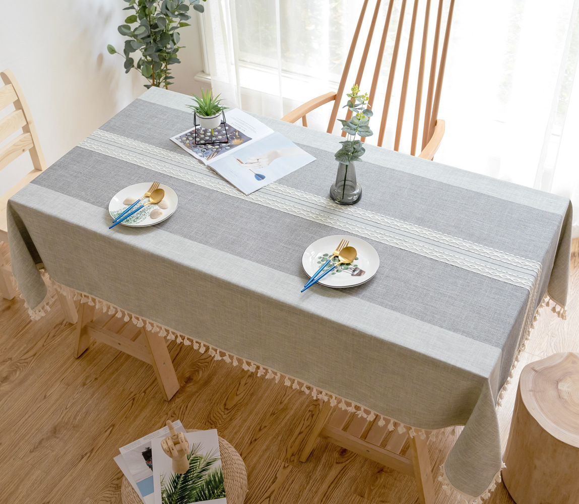 No MOQ Custom Digital Printed Cotton Poly Canvas Twill Tablecloth Table Cover 052