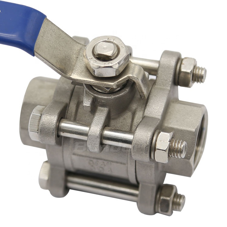 Bundor SS DN20 PN10 ball valve threaded type 3PC ball valve