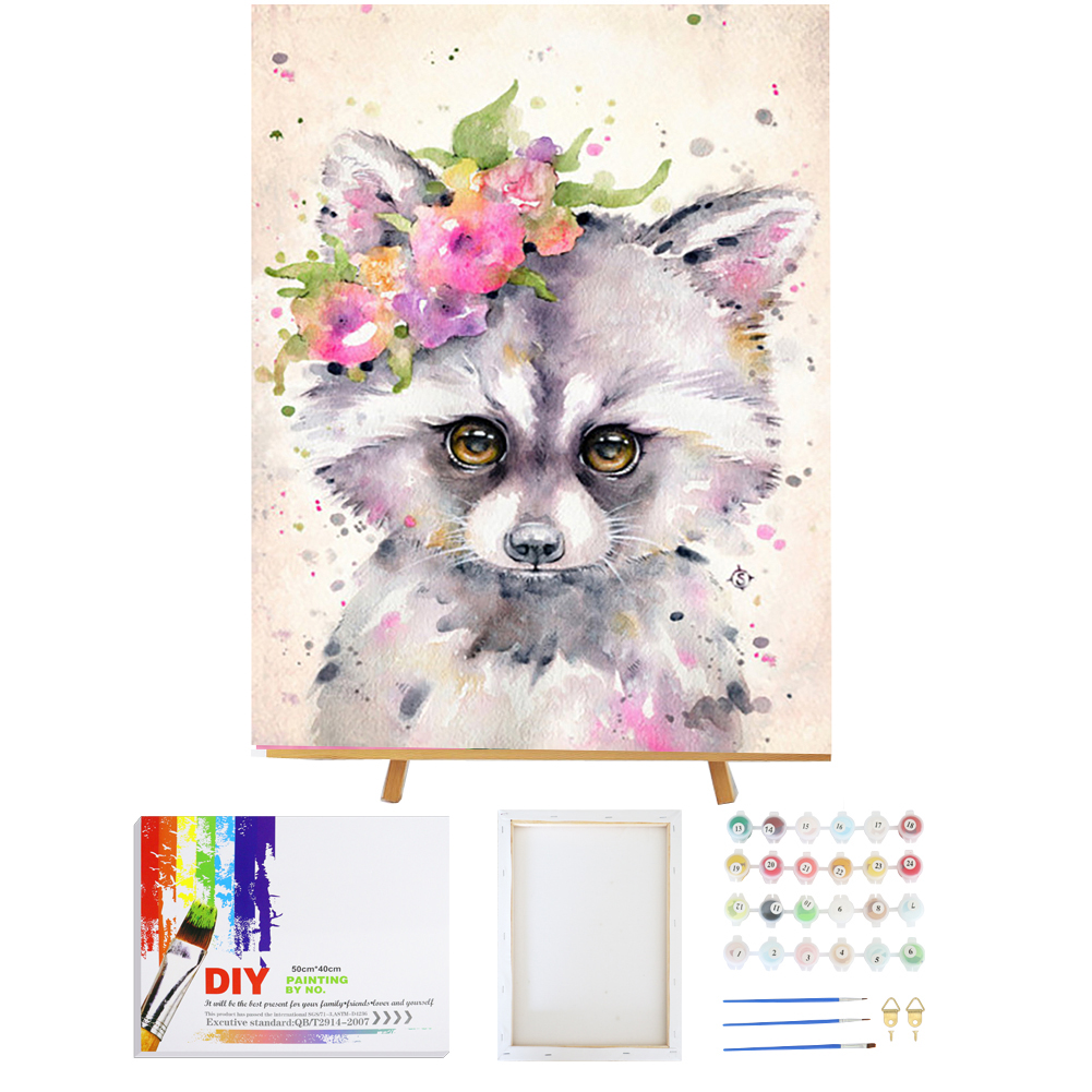DIY Canvas Painting Paintworks Paint by Number Kits Adults Framed Squirrel Animal customized Paint by Numbers for Kids Beginner